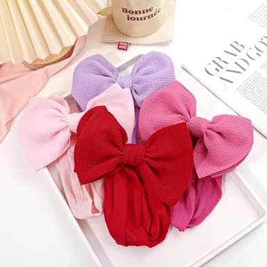 YanJie Infant, Newborn & Toddler Hair Accessories - Pretty Bow Headbands in Pink, Red & Blue - Image 7