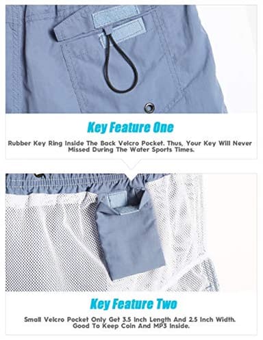 maamgic Mens Swim Trunks 5" with Mesh Lining Quick Dry Bathing Suits for Men Swim Shorts Swimwear Blue Medium - Image 3