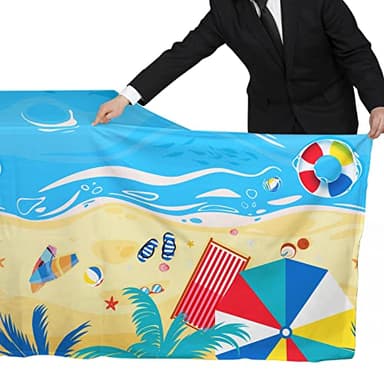 Beach Theme Party Supplies Summer Pool Disposable Tablecloth Plastic Waterproof Table Cover for Hawaiian Party Birthday Decorations, 3 Pack 54X108inch - Image 4