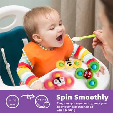LiKee Strong Suction Cup Fidget Rotating Sensory Bath Toys for Baby, Airplane Car Travel Table & Window Toys for Toddler Boys and Girls, 12+ Months - Image 6