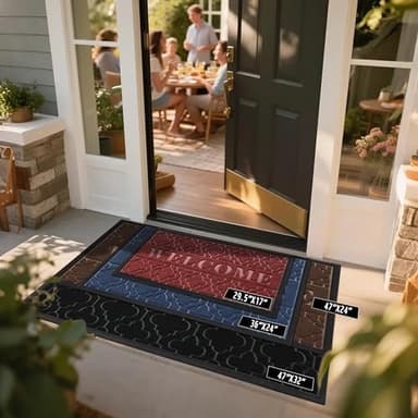 Yimobra Welcome Mat Outdoor Indoor 29.5x17, All-Weather Waterproof Front Door Mat Outside Entrance, Non-Slip Low Profile Porch Patio Doormat, Black - Image 3