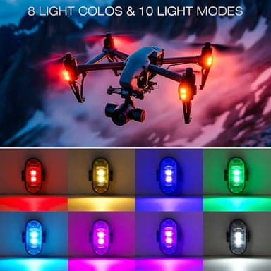 Suacopzar 8PCS Wireless LED Strobe Lights, Halloween 8 Colors Wireless Strobe Lights with Remote Control, IP65 Waterproof Rechargeable Anti-Collision LED Emergency Warning Light for Car Drone Aircraft - Image 7
