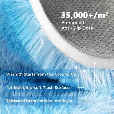 OPPODREAM Area Rugs 9x12 for Living Room, Ultra Soft Nursery Rugs for Bedrooms, 9 x 12 Fluffy Kids Carpet with 0.4" Thick Non-Slip Backing, Long Pile Shag Carpet, Fuzzy, Large, Tie-dye Sky Blue - Image 3