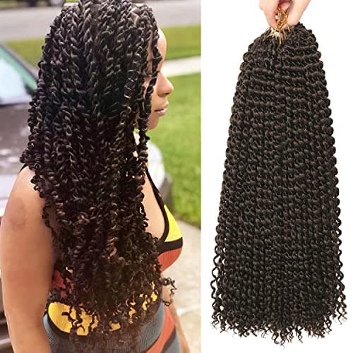 Ubeleco 18 Inch Passion Twist Hair, Water Wave Crochet Hair Passion Twist Crochet Hair for Women Long Bohemian Synthetic Curly Braiding Hair Extensions Passion Twists Braiding Hair (7pcs,#4) - Image 1