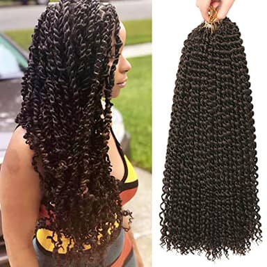 Ubeleco 18 Inch Passion Twist Hair, Water Wave Crochet Hair Passion Twist Crochet Hair for Women Long Bohemian Synthetic Curly Braiding Hair Extensions Passion Twists Braiding Hair (7pcs,#4) - Image 1
