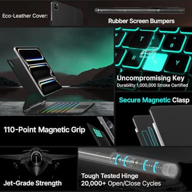 typecase Keyboard Case for iPad Pro 13-inch (M4) 2024,Magic Keyboard with 11 Colors Backlight for iPad Pro 13,Keyboard Case with Pencil Holder,Multi-Touch Trackpad, Easy-Set Magnetic Stand,Black - Image 5
