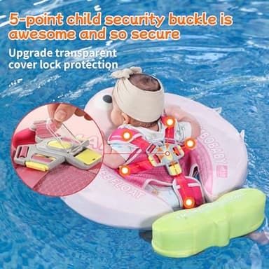 Mambobaby Float with Canopy & Portable Backpack Skin-friendly Baby Swim Float with Tail Waterproof Non-Inflatable Mambo Float Smart Swim Trainer Soft Solid Infant Pool Float 3-24 months Baby Swim Ring - Image 4