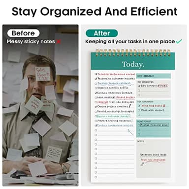 Taja To Do List Notebook Pad, Undated Daily Planner Perfect for Daily Tasks, Goal Setting, Work, Notepad Suitable for Office, Home & School, Greenery Sway, 52 Sheets - Image 5