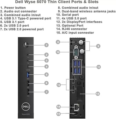 Dell Wyse 5070 Mini Desktop Computer, 21.5-Inch FHD Monitor, Intel Celeron J4105, 8GB RAM, 256GB SSD, USB WiFi & USB BT, Mouse and Keyboard, Windows 10 Pro (Renewed) - Image 4
