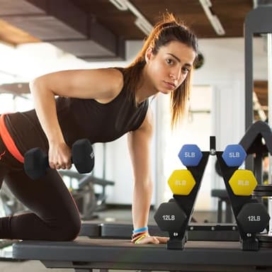 Fitvids Neoprene Dumbbell Set with Rack, 5/8/12LB Pairs, 50LB Set with Rack - Image 6
