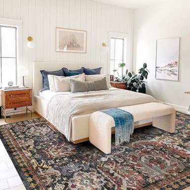 RUGSURE Washable Area Rugs - Perfect for Living Room, Bedroom, Kids Room, Nursery - Stain & Water Resistant Non-Slip, Pet & Child Friendly, Vintage Tribal Area Rugs (Rust, 9' x 12') - Image 6