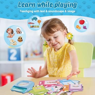 Electight Talking Flash Cards for Toddlers 3 4 5 Year Olds, Montessori Language Learning with 224 Words, Autism Sensory Toys, Speech Therapy Toys for Boys to Learn Alphabet Number Color Shapes(Blue) - Image 6