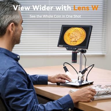 Elikliv 4K 3-Lens Digital Microscope: TL301-Magnetic Coin Microscope Magnifier Full Coin View, Soldering Microscopes for Adults with 7" IPS Screen, Side Lights, 10" Stand, PC/TV Compatible, 64GB - Image 5