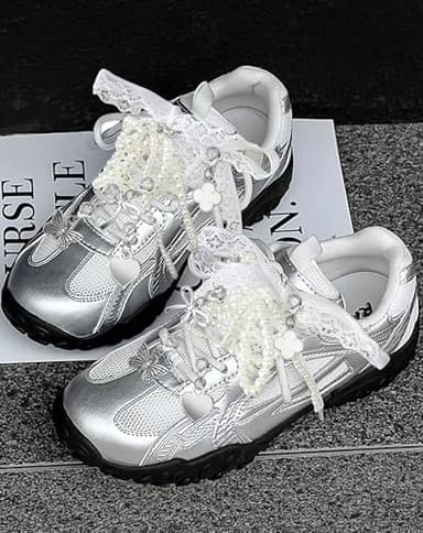 Yawlsow 30 Pcs Shoe Charms for Sneakers Junk Charm for Women with Ribbon Lace Shoelaces, Clips, Lobster Clasps, Pins, Bows, Pearl Charms Accessories Bulk for Bag Hat Fashion - Image 4