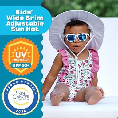 SwimZip Wide Brim Sun Hat | UPF 50+ Protection for Baby, Toddler, and Kids White - Image 2