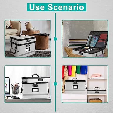 EXLIFBAG 2 Layer File Box with Lock, Portable Document Organizer Box with Handle, Fireproof File Box for Home Office, Legal File Organizer Storage - Image 5