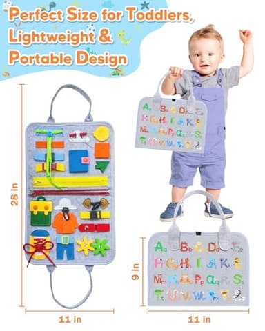 Gojmzo Busy Board Montessori Toys for Toddler Boy Girl Birthday Gifts, Busy Book Sensory Toys for Toddlers, Learning Educational Toddler Travel Activities - Image 6