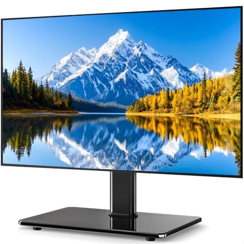 5Rcom Universal Swivel TV Stand for 27-60 inch Curved/Flat Screen TVs, Table Top TV Base Replacement Holds up to 88 lbs, Height Adjustable TV Stand Mount with Tempered Glass Base, MAX VESA 400x400mm - Image 1