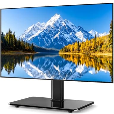 5Rcom Universal Swivel TV Stand for 27-60 inch Curved/Flat Screen TVs, Table Top TV Base Replacement Holds up to 88 lbs, Height Adjustable TV Stand Mount with Tempered Glass Base, MAX VESA 400x400mm - Image 1