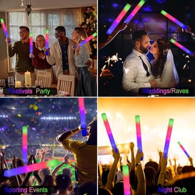 LifBetter Light Up Glow Sticks Bulk, LED Foam Sticks 112 pcs Glow in The Dark with 3 Modes Flashing Led Foam Multicolor Batons Light up Party Favors for Birthdays, Weddings, Concerts, Festivals - Image 7