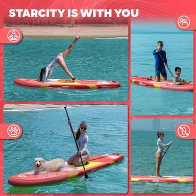 STARCITY 11'*34"*6" Blow Up Paddle Board, Inflatable Paddle Board,Spacious and Stable, Anti Slip and Easy to Operate, Large Size Suitable for Single Person/Family/Pet Use,Sun Red. - Image 6