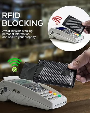 ZOVYRON Slim Wallet For Men Pop Up Card Wallet Minimalist RFID Blocking Credit Card Holder with ID Window,Bifold Carbon Fiber Front Pocket Wallet - Image 6