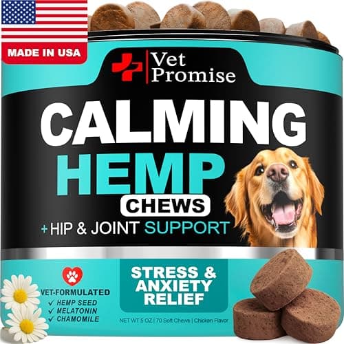 Advanced Calming Chews for Dogs - Hemp Dog Calming Chews - Anxiety Relief with Melatonin - Stress & Separation Anxiety - Sleep Aid + Hip and Joint Supplement Support - Made in USA - 70 Treats - Image 1
