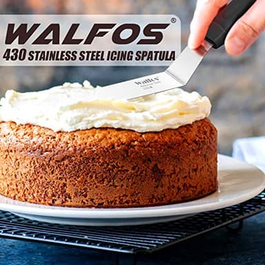 Walfos Icing Spatulas, Stainless Steel Cake Spatula with Sturdy and Durable Handle Cake Decorating Spatula Set of 3 - Multi purpose Use for Home, Kitchen or Bakery (6", 8", 10")… - Image 7