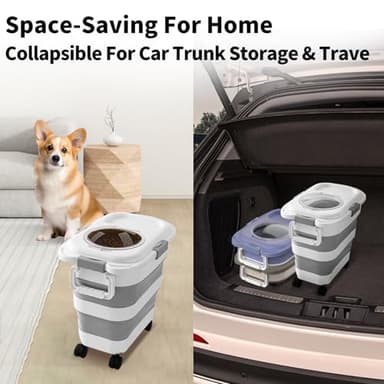 nxizoli 25 Lbs Dog Food Storage Container, Collapsible Dog Food Container with Scoop for Pet/Dog/Cat/Bird Food,Keep Dry Food Fresh,Easy to Move (White) - Image 6