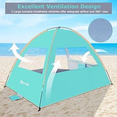 Gorich Beach Tent Sun Shelter for 3/4-5/6-7/8-10 Person with UPF 50+ UV Protection, Lightweight & Easy Setup Beach Shade Canopy, Portable Shade Tent Cabana - Image 6