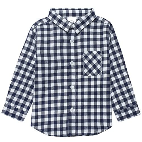 Gerber Baby and Toddler Boys Long Sleeve Button Up Plaid Shirt, Blue Plaid, 5T - Image 1