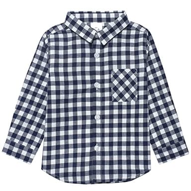 Gerber Baby and Toddler Boys Long Sleeve Button Up Plaid Shirt, Blue Plaid, 5T - Image 1