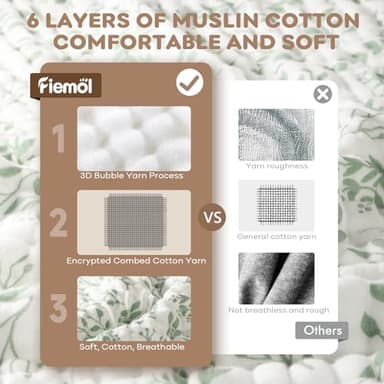 FIEMOL Baby Bath Towels, 100% Muslin Cotton Hooded Baby Towels for Newborn, Infant and Toddler, 2 Pack Soft and Absorbent Unisex Bath Essentials with Large 32x32Inch Size - Image 3