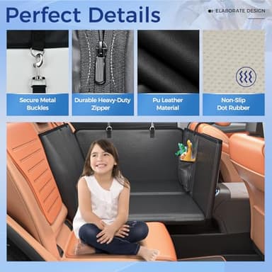 HOB4U Back Seat Extender for Dogs, PU Leather Dog Car Seat Cover for Back Seat with Hard Bottom, 100% Waterproof, Scratch Proof and Anti Slip Dog Hammock for Cars and SUVs, Holds 400 lbs - Image 6