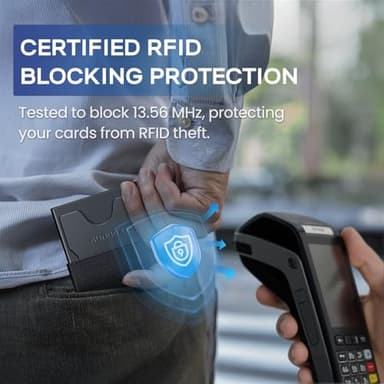 Mens Card Cases, Slim Card Holder Wallet for Men and Women, Minimalist RFID Blocking Wallet with Pop-Up Function, Thin Design, Metal Card Cases Holds 6+6 Cards, Gifts for Men, Men's Accessories - Image 6