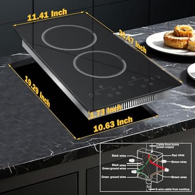 2 Burner Electric Cooktop, 12 Inch Electric Stove Top, 120V Double Burner Countertop Stove 2000W with Timer & 9-Level Adjustment, Sensor Touch Control, Child Lock, Built-in Radiant Cooktop Pladeca - Image 8