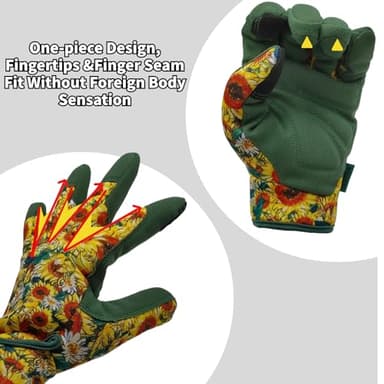 MSUPSAV Gardening&Garden Gloves,Spandex&Synthetic Yard Work Glove,Gifts for Women,Touchscreen,Medium,Green Sunflower - Image 3