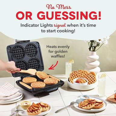 DASH Multi Mini Waffle Maker - Four 4” Waffle Molds, Nonstick Waffle Iron with Quick Heat-Up, Nonstick Surface - Perfect Mini Waffle Maker for Kids and Families, Just Add Batter - Image 6