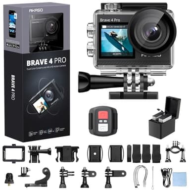 AKASO Brave 4 Pro 4K30FPS Action Camera - 131ft Underwater Camcorder Waterproof Camera with Touch Screen Advanced EIS Remote Control 5X Zoom Underwater Camera Support External Mic - Image 1