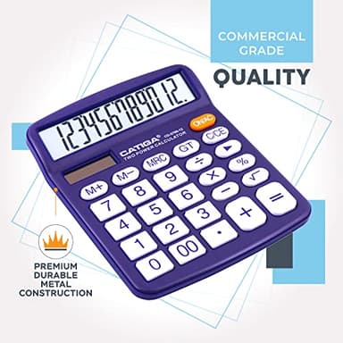 Desktop Calculator 12 Digit with Large LCD Display and Sensitive Button, Solar and Battery Dual Power, Standard Function for Office, Home, School, CD-2786 (Purple) - Image 5