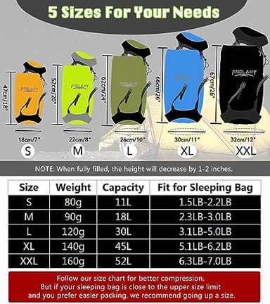 Frelaxy Compression Sack, 40% More Storage! 11L/18L/30L/45L Compression Stuff Sack, Water-Resistant & Ultralight Sleeping Bag Stuff Sack - Space Saving Gear for Camping (Blue, XXL) - Image 5