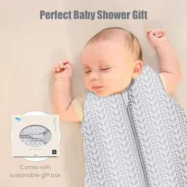 SWEET DOLPHIN Baby Sleep Sack 0-6 Months - 100% Cotton 2-Way Zipper TOG 0.5 Infant Wearable Blanket, Newborn Essentials Toddler 3 Pack Sleeping Sacks - Grey - Image 6