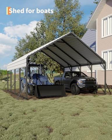 Garveelife 20'x20'x13' Metal Carport for 2 Cars, Heavy Duty Steel Frame for All Weather, Permanent Shelter for Boats, Full-Sized Pickup Trucks, and Tractors, N.W. 800 Lbs - Image 8