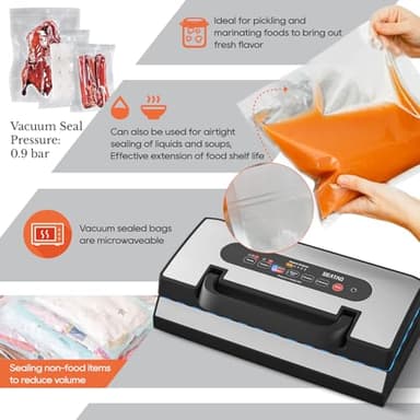 Upgraded Vacuum Sealer for Liquid, SEATAO 90Kpa Vacuum Sealer Machine for Dry/Moist/Liquid Food, Easy-Lock Handle, Double Heat Seal, Built-in Cutter and Bag Storage & Removable Drip Tray - Image 2