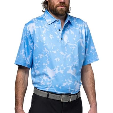U Suck at Golf Men’s Golf Polo - Dry Fit Golf Polo Shirts for Men - High Performance Golf Club Apparel Company (Floral Camo Baby Blue, 3XL) - Image 3