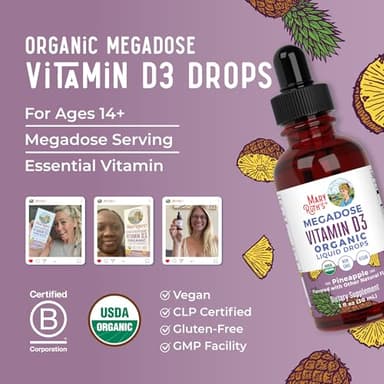 MaryRuth Organics Vitamin D3 Liquid Drops | Megadose 4000 IU | USDA Organic Liquid Vitamin D Spray for Adults & Kids | Immune Support & Bone Health | Vegan | Gluten Free | Non-GMO | 30 Servings - Image 8