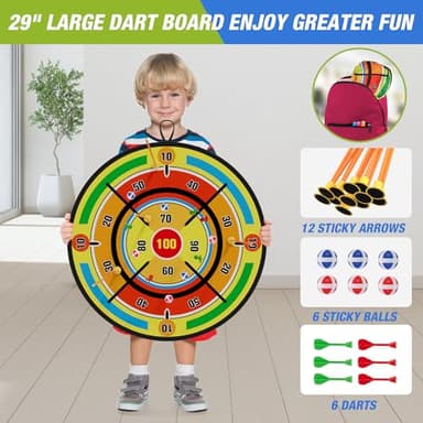 HYES 2 Pack Kids Bow and Arrow with 29" Large Dart Board, LED Light Up Archery Set with 24 Suction Cup Arrows, Indoor Outdoor Sport Toys Gifts for 3 4 5 6 7 8 9 10 11 12 Year Old Boys Girls - Image 6
