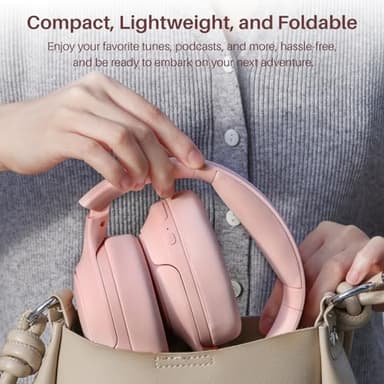 TOZO HT2 Hybrid Active Noise Cancelling Headphones, Wireless Over Ear Bluetooth Headset, 60H Playtime, Hi-Res Audio Custom EQ via App Deep Bass Comfort Fit Ear Cups, for Home Office Travel Pink - Image 6