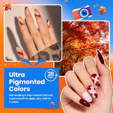Beetles Fall Gel Nail Polish Set Vibrarnt Holiday 55 Colors Gel Polish Kit with 5 Bottles of Base Glossy Matte Top Coat Soak off Nail Polish Orange Brown Pink Green Blue Red Halloween Gifts for Women - Image 5