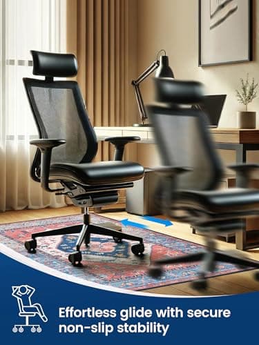 PROHALO Office Chair Mat for Hardwood Floor, 48"x60" Desk Chair Mat for Rolling Chairs, Non Slip Computer Chair Mat, Office Rug Mat for Office Home Hard Floor, Under Desk Mat for Gaming Chair-Red - Image 5